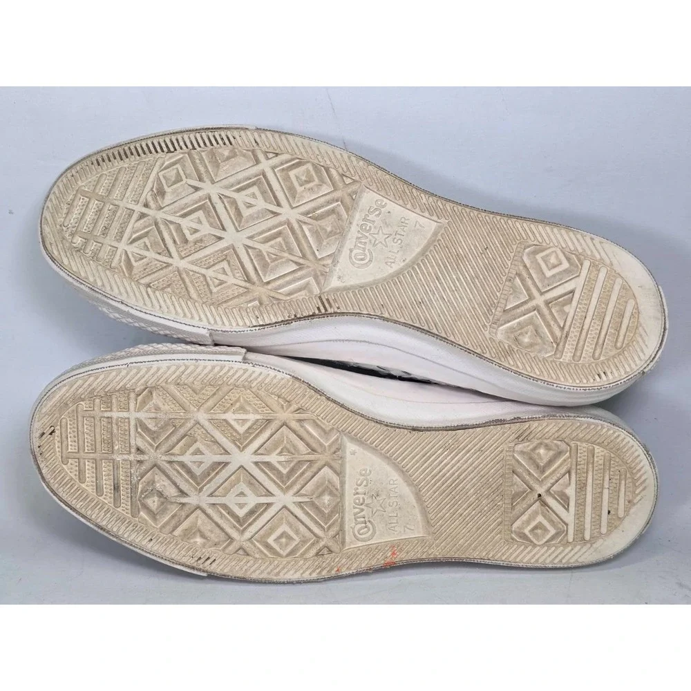 Converse All Star Women's Sneakers Size 9 Silver Woven Leather Shoes Rare‎ '10